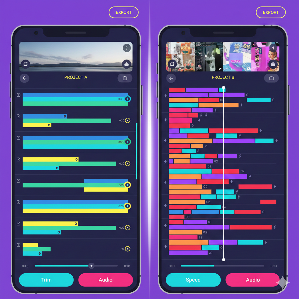 Mobile video editing interface comparison